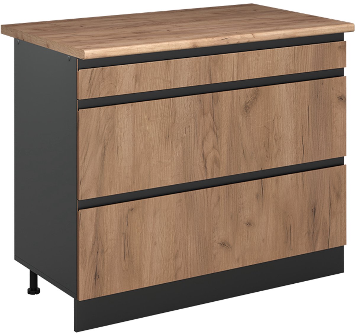 Vicco Keukenonderkast R-Line, Goudkleurig Eiken/Antraciet, 100 cm goudkleurig eiken werkblad