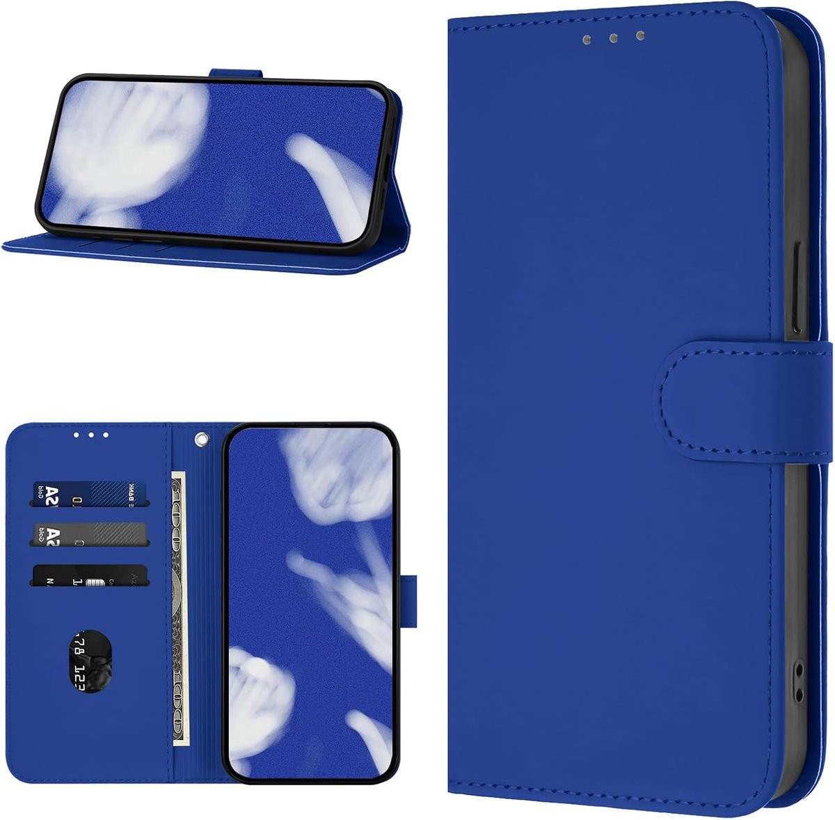 Hoesje voor Huawei P30 Lite, Premium PU Bookcase Telefoonhoesje [Kaartsleuven] Beschermhoes Portemonnee, Flip Wallet Case Hoesje voor Huawei P30 Lite (Blauw)