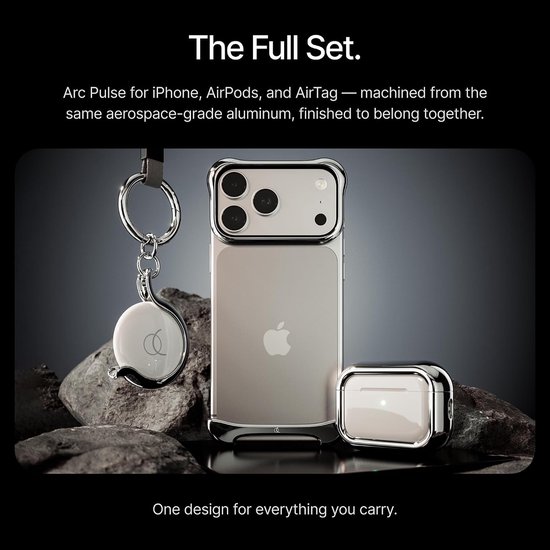 Pulse compatibel met AirPods Pro 3 hoesje (2025), minimalistische schokabsorberende aluminium shells + elastomeer inlays, slide-on pasvorm oplaadcase cover — afbeelding 5