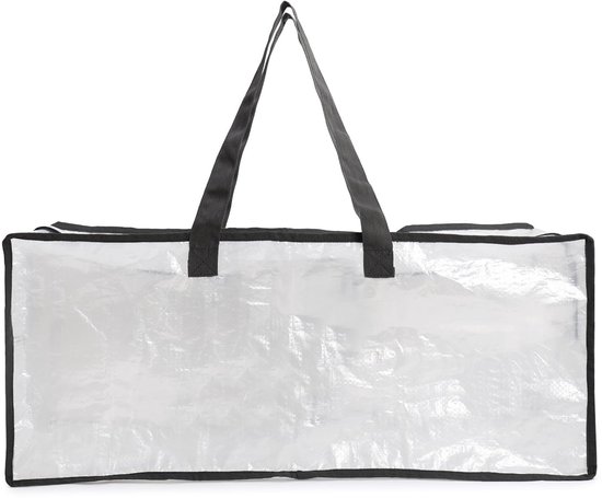 Grote geweven opbergtas van polypropyleen met handvat voor kleding, dekens en quilts | 74 x 36 x 33 cm | 1 vak | Opvouwbare multifunctionele opbergtas (1 stuk) — afbeelding 3