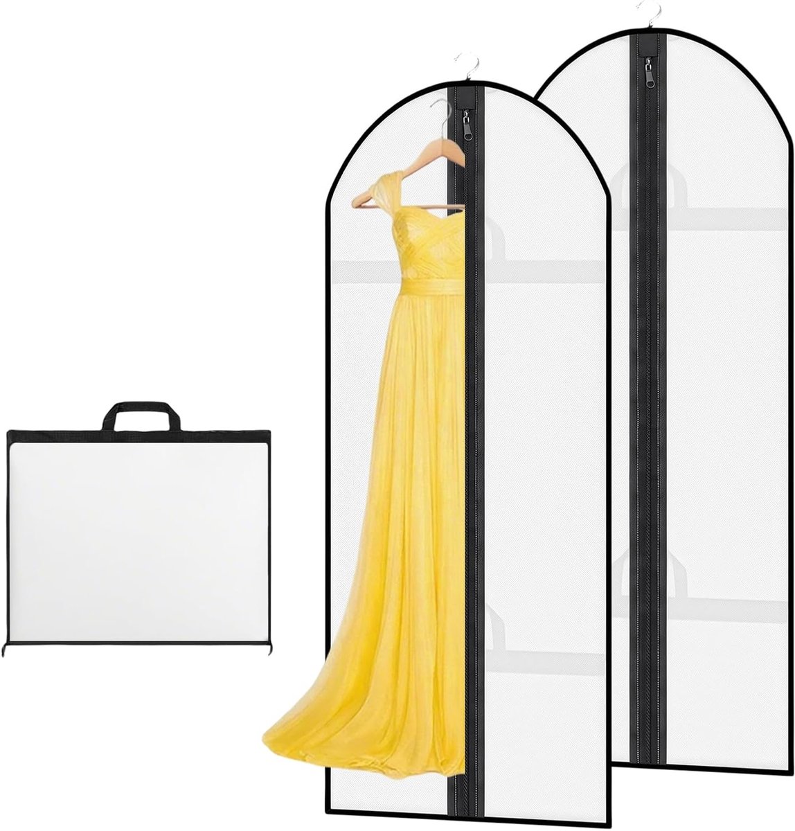 Kledingtassen voor jurken, 180 × 60 cm Kleding Covers, wit, 2 stuks