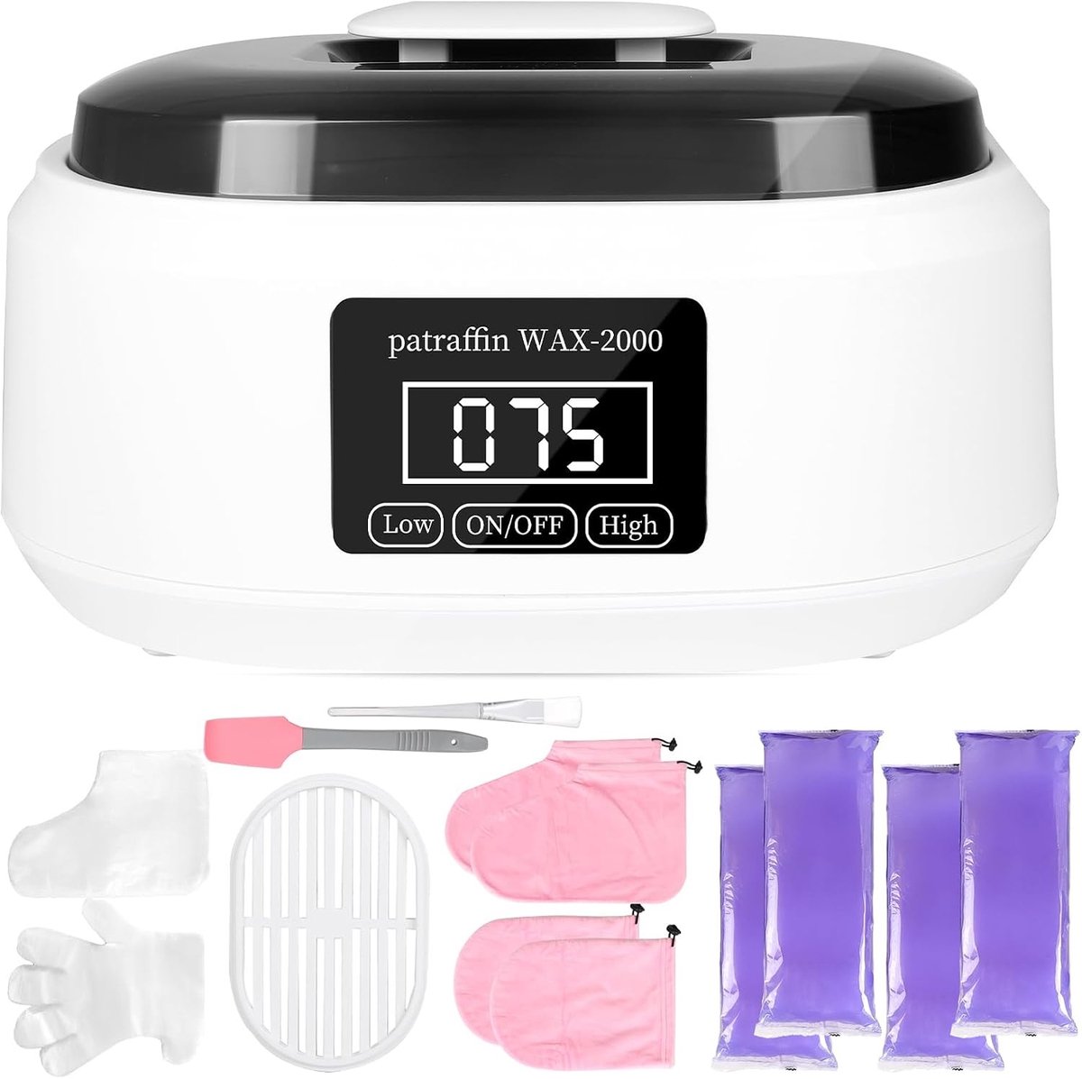 Paraffinebad voor handen en voeten, 3500 ml, set voor droge huid, inclusief 1800 g paraffinewas en accessoires, ideaal voor ontspanning en verzorging