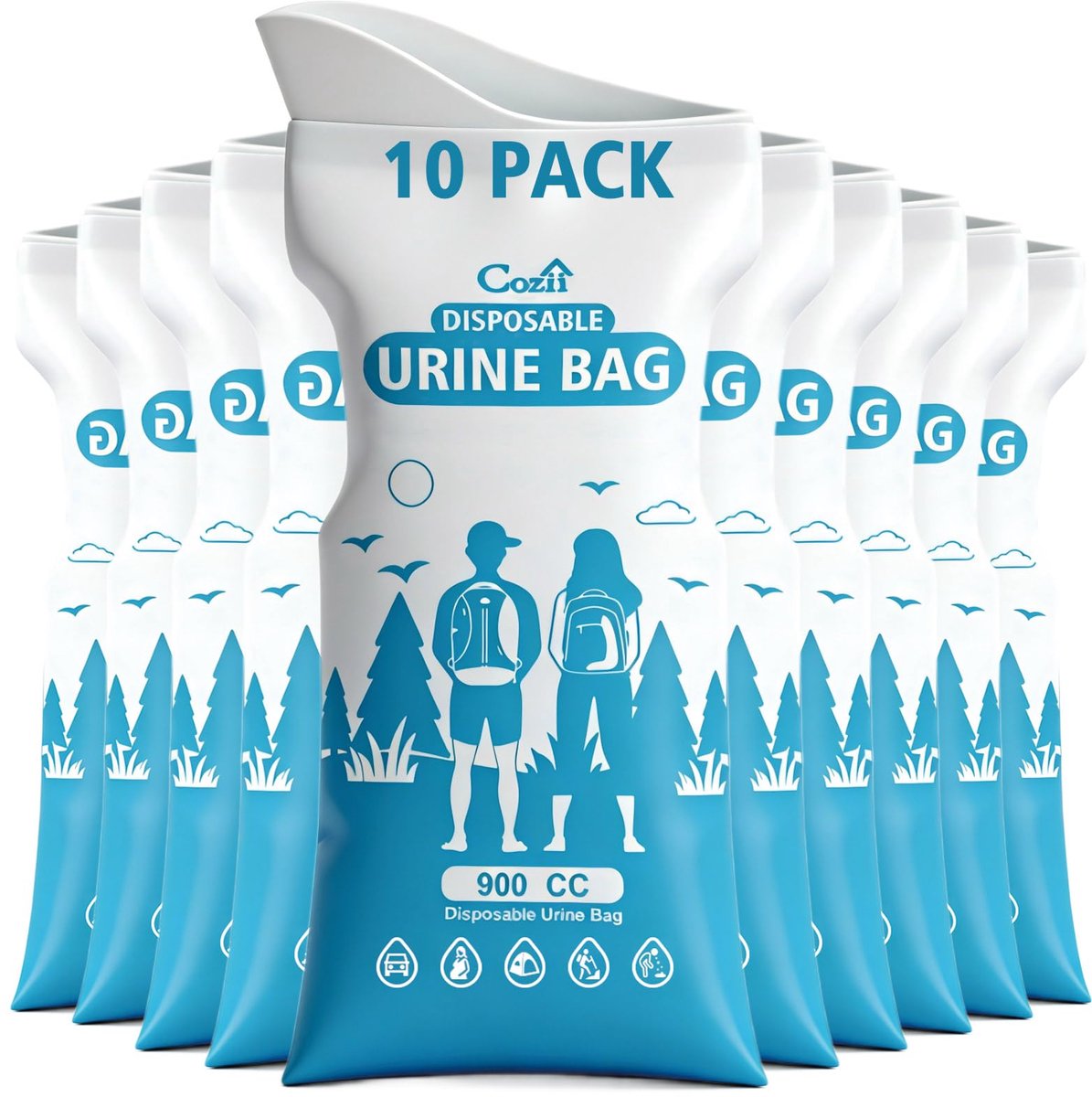 Wegwerp urinezakken 10 stuks - 900 ml plaszakken - lekvrij - ideaal voor reizen - ShopVlot