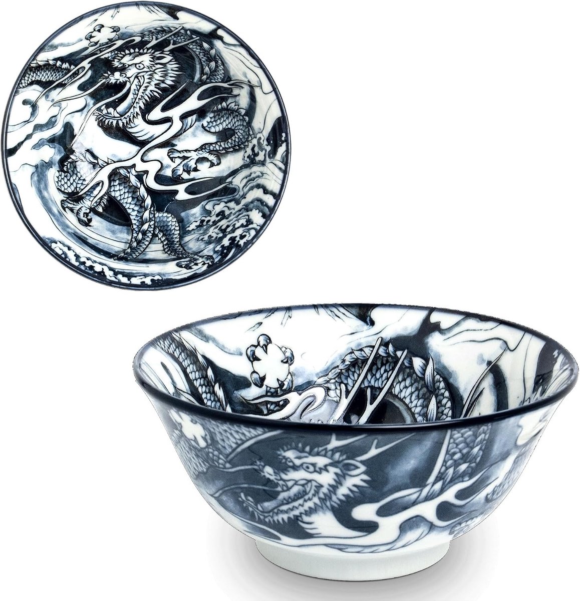 Udon Bowl XL - Zwarte Draak - Ramen, Miso, Soep, Ontbijt, Fruit, Poke, Muesli, Rijst, Salade Kom - Snacksschaaltjes - Slakom - Noedels Kom - Fruitschaal