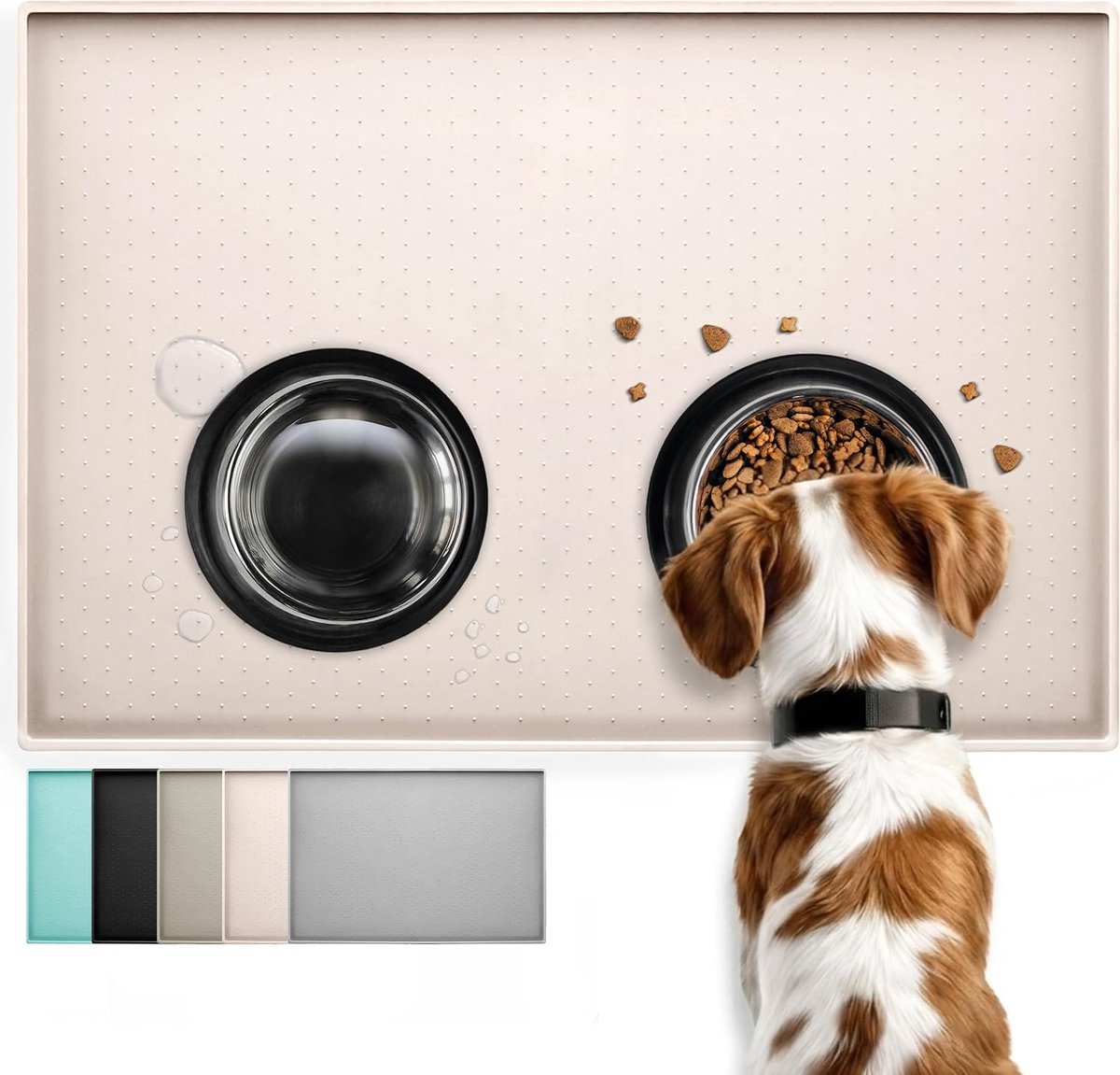 Voermat voor honden en katten, mat van siliconenrubber, antislip ontwerp, verhoogde rand om lekken van water of levensmiddelen te voorkomen, vaatwasmachinebestendig, gemakkelijk te reinigen