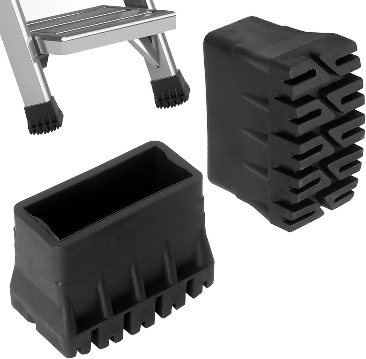 2 stuks rubberen voetjes voor ladders, 63 × 25 mm laddervoetjes, rubberen laddervoetjes, antislip laddervoetafdekking, laddervoetafdekking, voor ladders, telescopische ladders visgraatladders