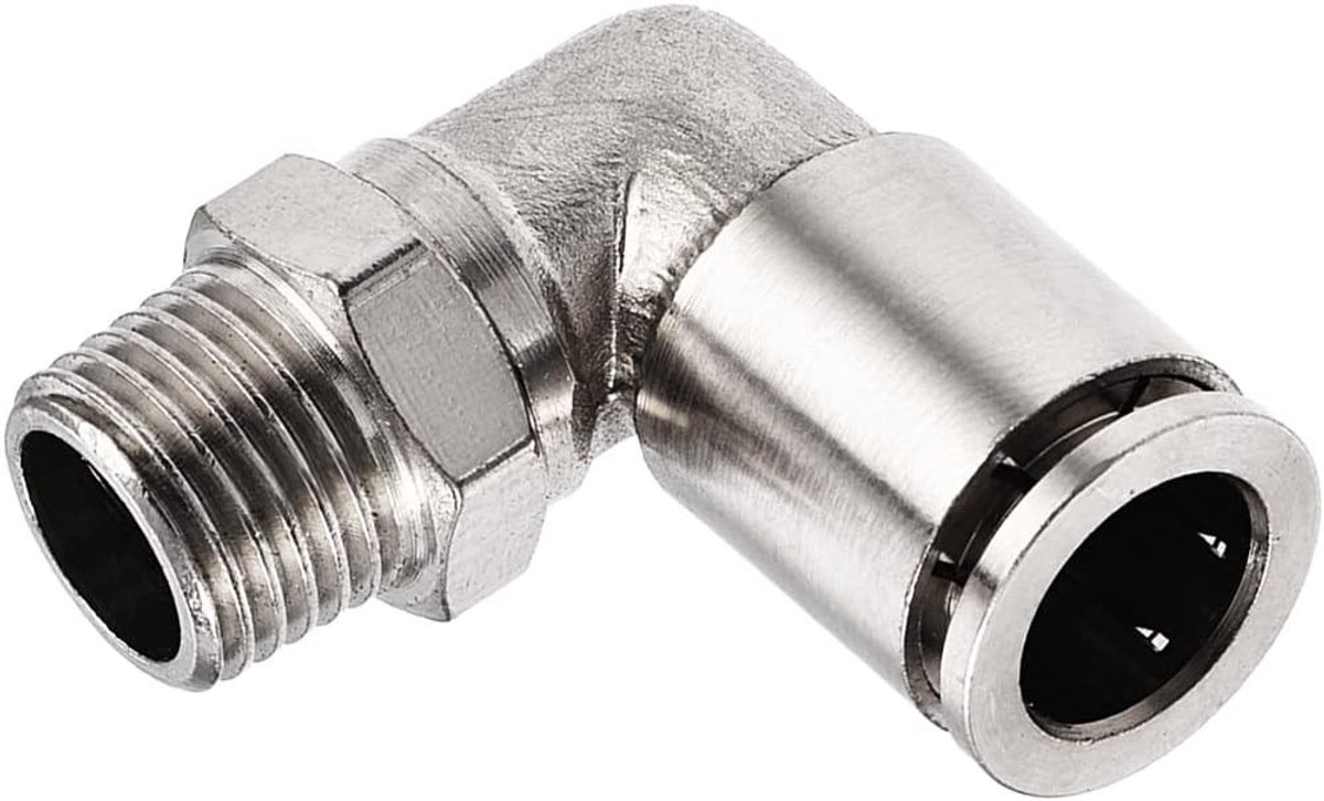 L-vormige drukconnector voor buisverbindingen - Snelkoppeling voor slangen met 25/64 inch buisdiameter en 1/4PT mannelijke schroefdraad, ideaal voor hydraulische toepassingen en waterleidingen