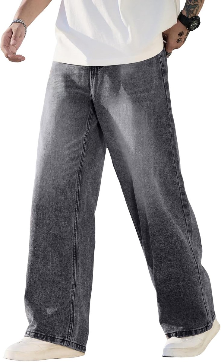 Jeans, Streetwear Jeans Skater Wijde Pijpen, Losse Fit Denim Broek