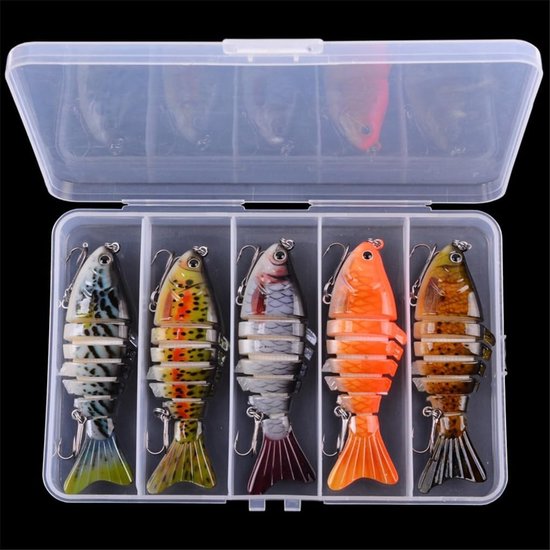 Kunstmatige kunstaasset - 7-delig - Biomimetisch hard kunstaas - Met traliehaak - Geschikt voor zoet- en zoutwater - 5-delige set - 10 cm - Stijl B — afbeelding 4