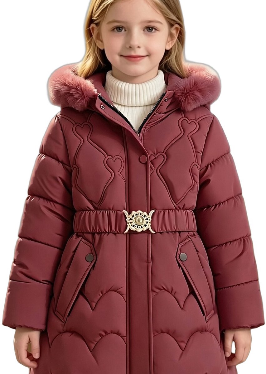 Currero Winterjas Parka Meisjes Lange Jas Meisje Wintermantel Overjas Gewatteerd Waterdicht Winter Stijlvol Mantel Kinderen 11-12 Jaar Rood