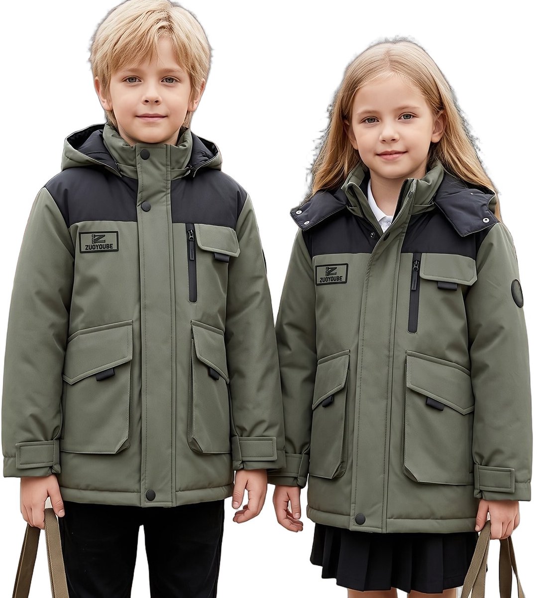 Currero Winterjas Parka Jongens Lange Jas Wintermantel Overjas Gewatteerd Waterdicht Winter Stijlvol Mantel Kinderen 8 Jaar Groen