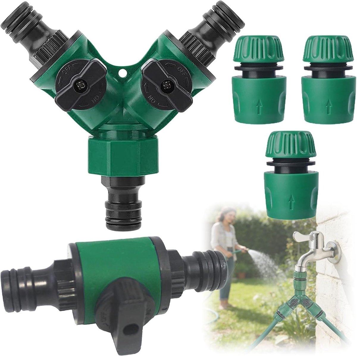 2-weg waterverdeler 1/2 inch - 5 stuks PVC slangverbinders - duurzame slangaansluitingen - ideaal voor irrigatie - ShopVlot