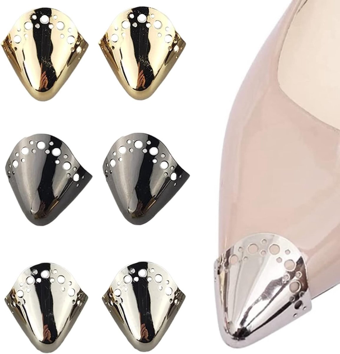 3 Paar Metalen Schoenneus Beschermers, Ronde Holle Hakken Tip Caps voor Decoratie en Reparatie Accessoires