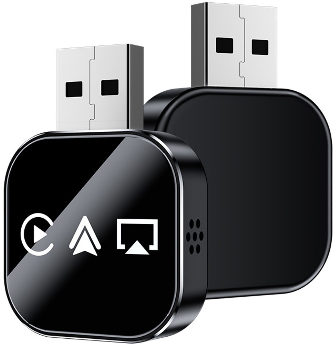 2026 Upgrade 3-in-1 draadloze CarPlay Mirror Link-adapter Geschikt voor iPhone/Apple/Android-telefoon naar autoscherm, automatische verbinding, dubbele 2,4/5GHz wifi en Bluetooth 5.0, bedraad naar draadloos (Geschikt voor iPhone, 1 stuk)
