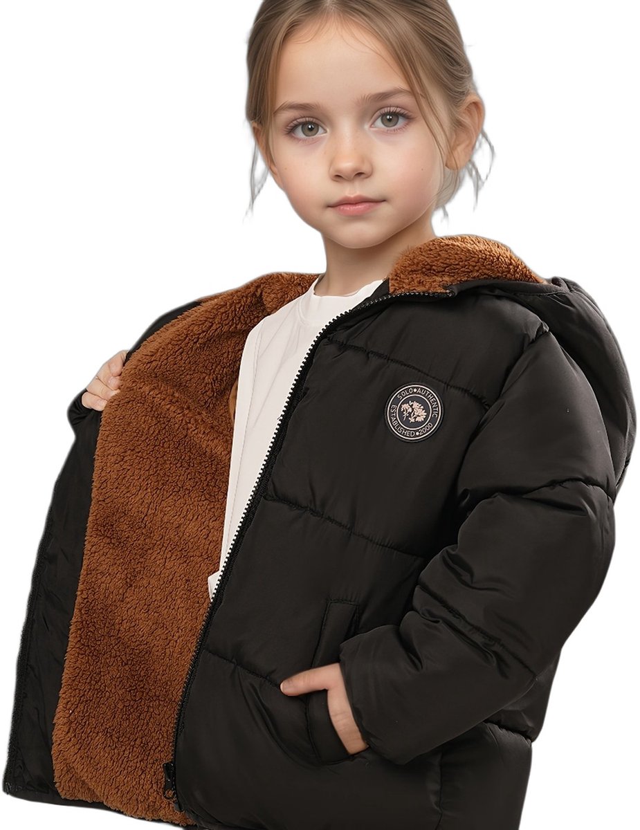 Currero Winterjas Parka Meisjes Lange Jas Meisje Wintermantel Overjas Gewatteerd Waterdicht Winter Stijlvol Mantel Kinderen 4 Jaar Zwart