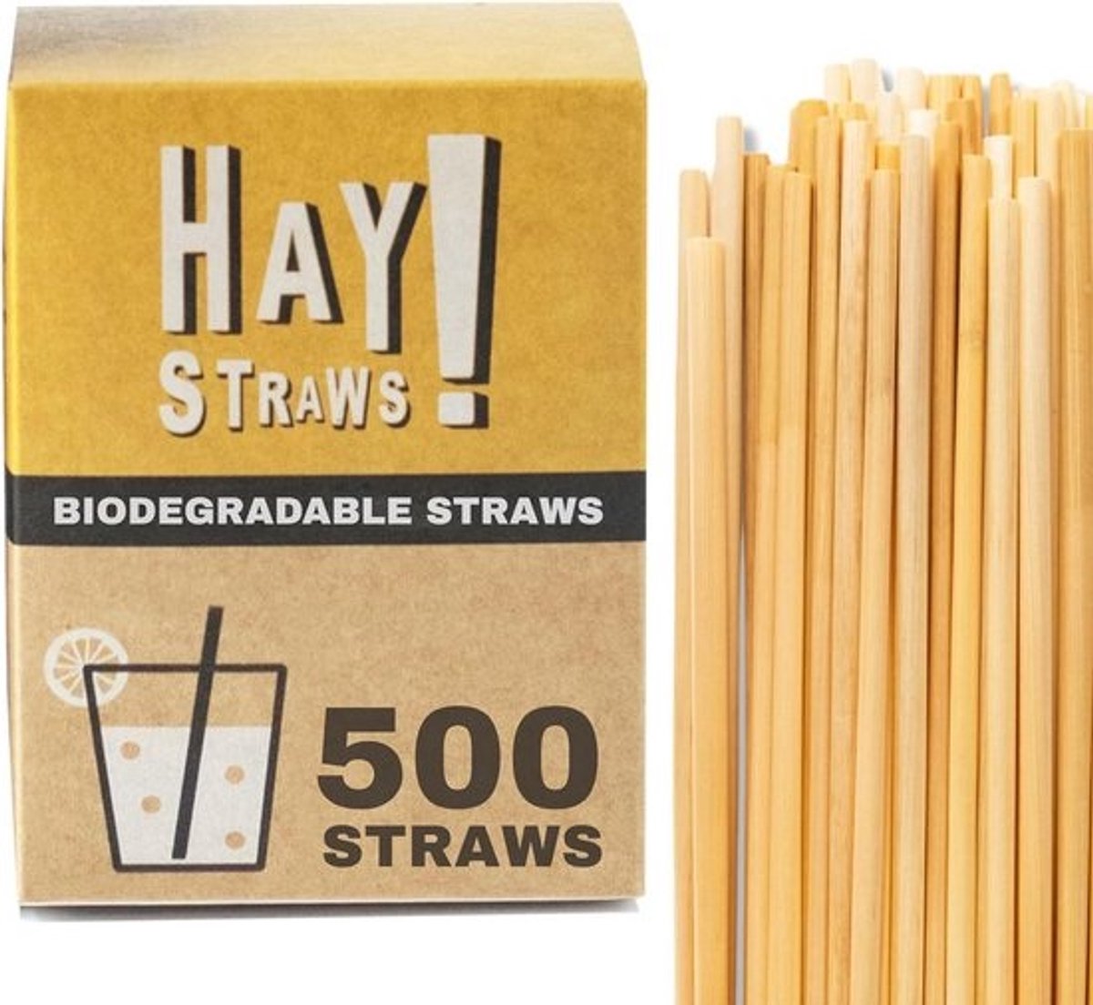 500 Natuurlijke Drinkrietjes van Tarwestengel - 100% Biologisch Afbreekbaar voor Koude & Warme Dranken