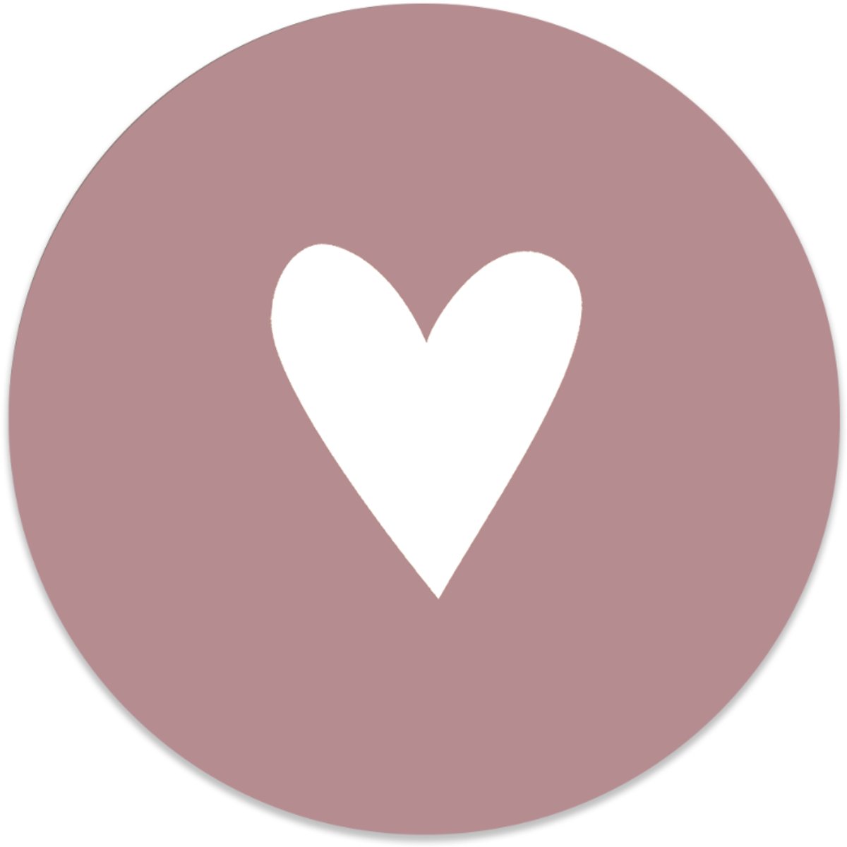 Label2X - Muurcirkel kids hart oudroze - Ø 25 cm - Dibond - Multicolor - Wandcirkel - Rond Schilderij - Muurdecoratie Cirkel - Wandecoratie rond - Decoratie voor woonkamer of slaapkamer