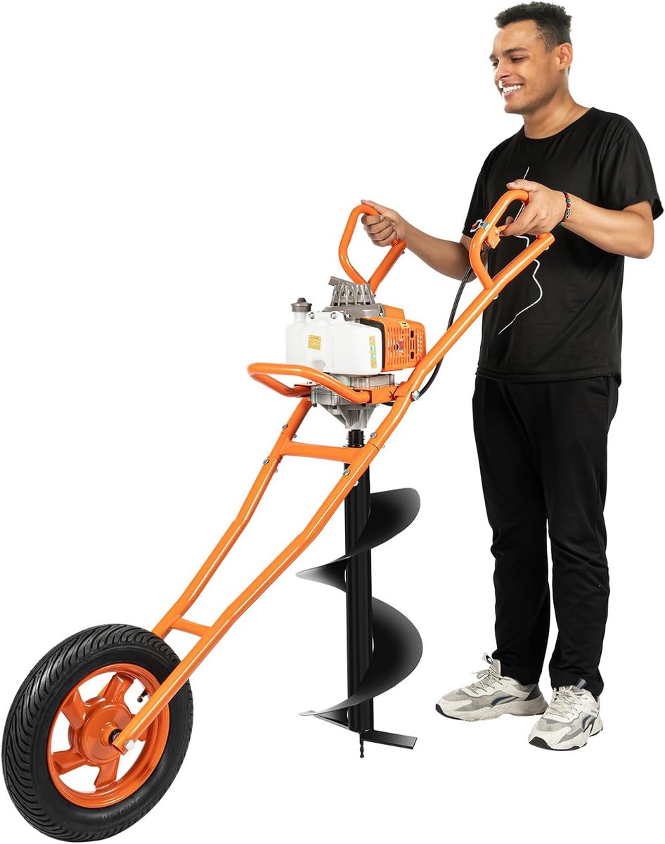 Handschuurmachine, benzine-grondgatboor, grondgatenverwijderaar, gatboor, 300 mm, grondboor met bit, 1,3 l, brandstoftank, handheld hekpalen, graafmachine voor gebruik op boerderijen