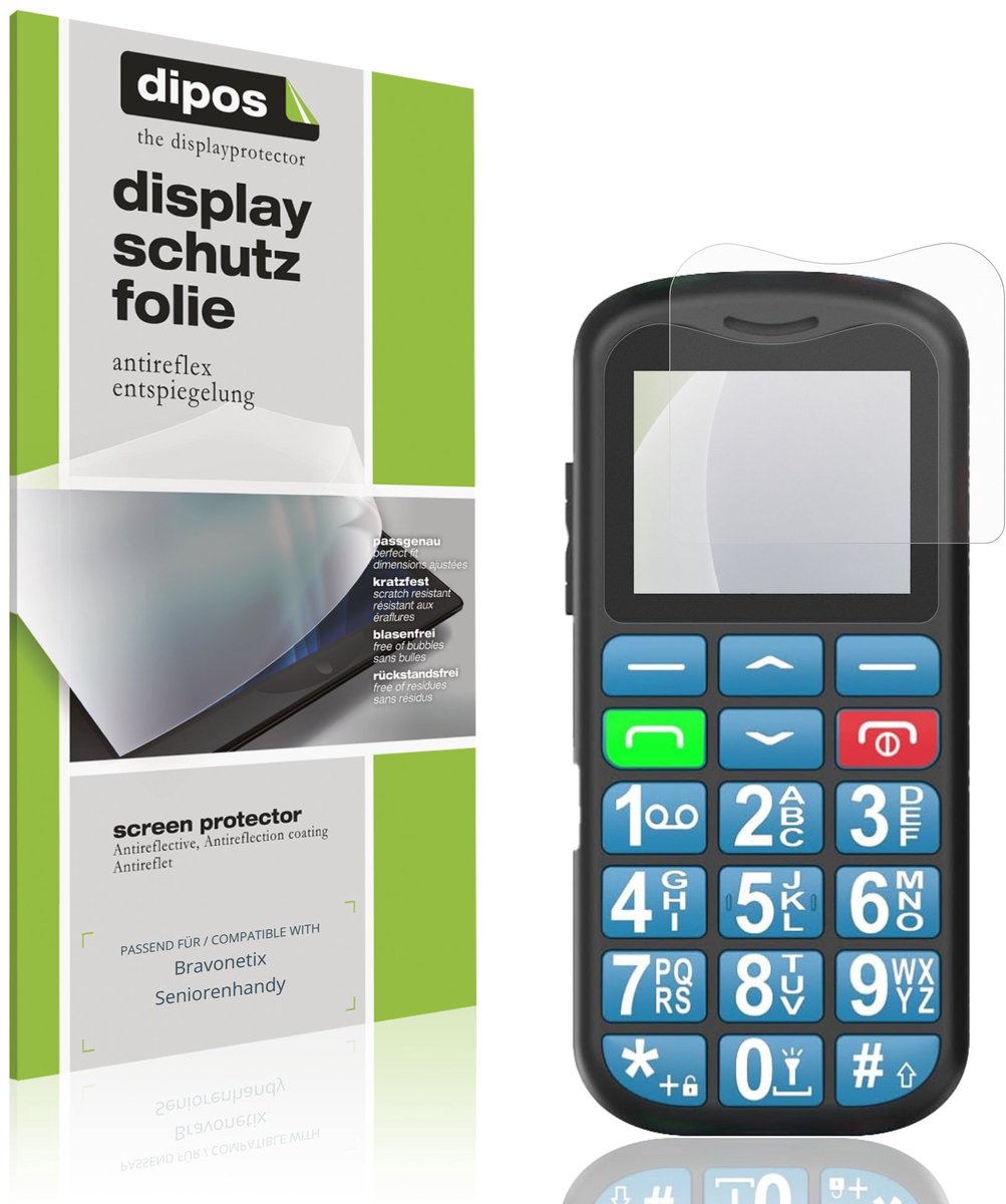 dipos – 4x Matte Beschermfolie geschikt voor Bravonetix Seniorenhandy | Krasbestendige & antireflecterende Screenprotector Ultra-Thin