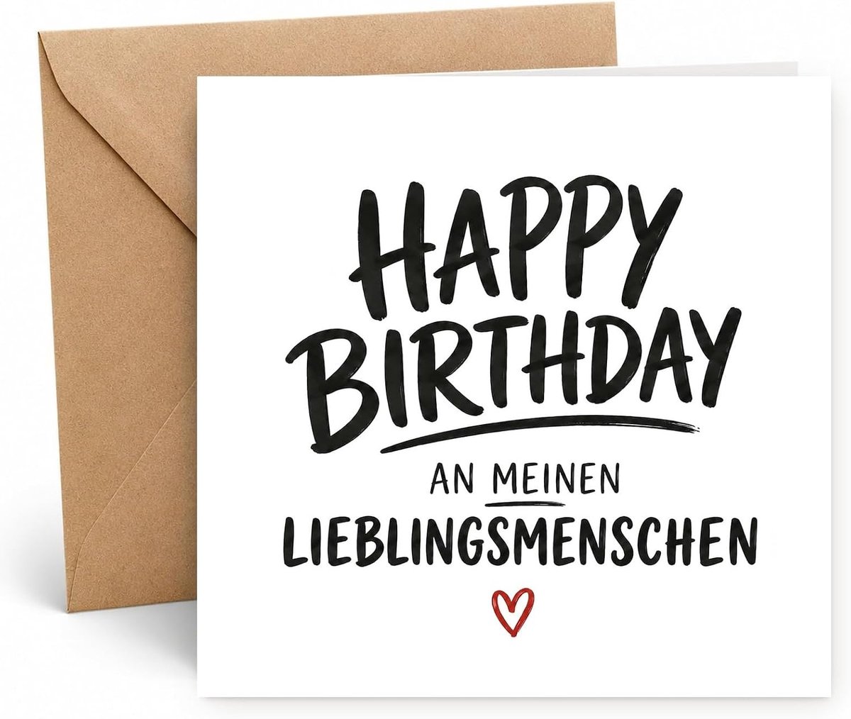 Seidel Premium verjaardagskaart vierkant met envelop wenskaart met tekst Alles Gute für Lieblingsmensch Liebe Partner Herz (GQ1017 SW026)