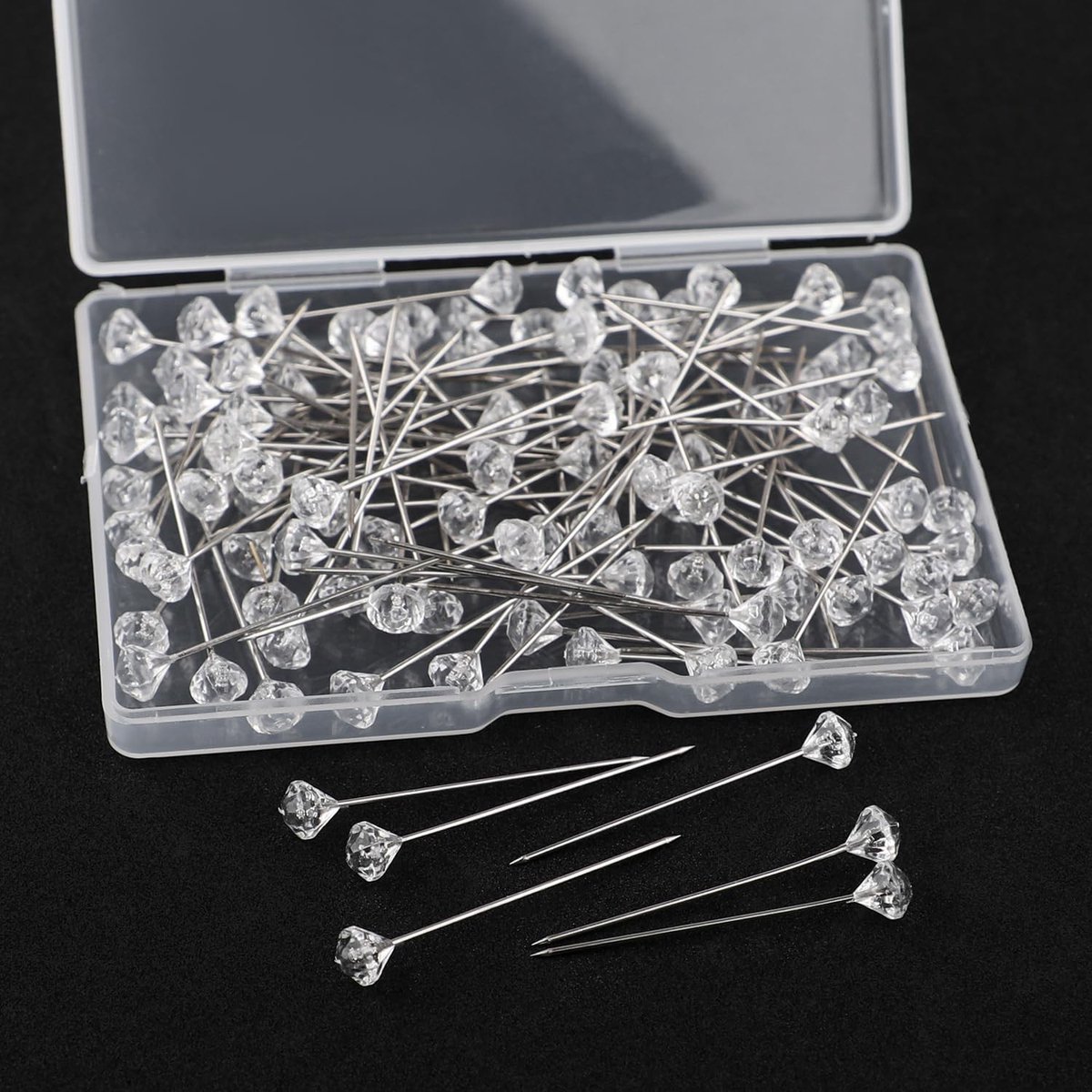 100 Stuks Corsage Pins met Kristallen Kop, 3.5 cm Lange Retteketting voor Bruidsboeketten, Feestdecoratie en Corsages