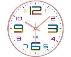 SnelShoppen - VIVILINEN Wandklok, Radio met Grote Cijfers, Stille Wandklok, Geen Tikkende Geluiden, Draadloze Wandklok, Geluidsloos, Keukenklok voor W