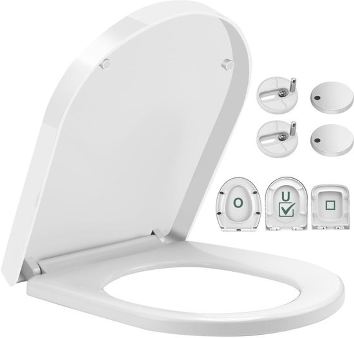 WC-bril D-vorm - Softclose & Antibacterieel - Afneembaar Duroplast met Verstelbare Scharnieren