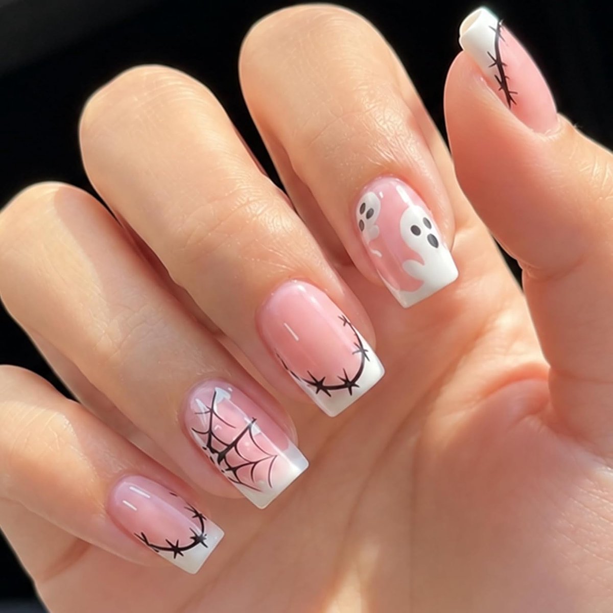 24 stuks French valse teennagels, volledige afdekking, press on nails, glanzend, natuurlijke teennagels om op te plakken, eenvoudig op te plakken kunstteennagels voor kaofhoafhaomk