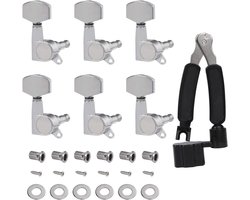 3R 3L akoestische gitaarmechanica knoppen, 6 stuks gitaarsnaren stemapparaat met 3-in-1 snaarwikkelaar cutter bridge pin trekker voor folk elektrische gitaar