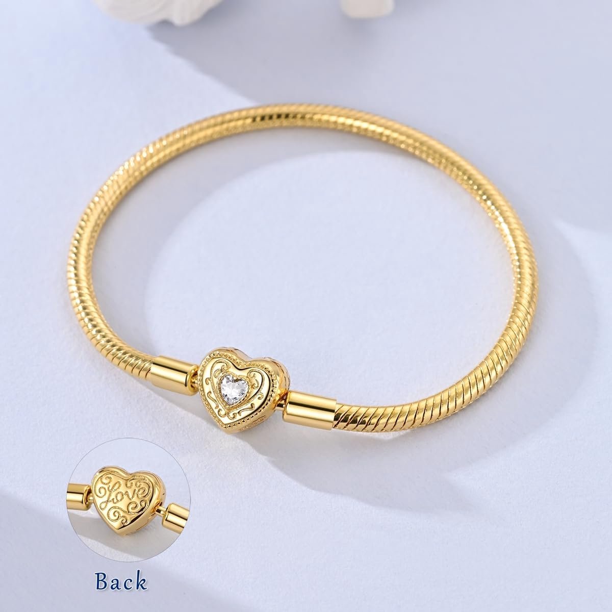 Armbanden Golden Heart voor dames Armbanden Moments in zilver S925 voor Pandora-bedels — cadeau in Sieraden - foto 2