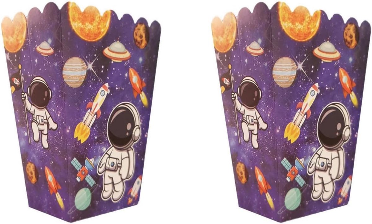 30 stuks astronaut thema popcorn dozen voor feestjes, papieren zakken voor snoep en traktaties