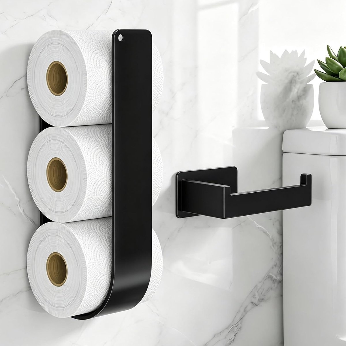 Opslag muur met toiletpapierhouder zonder boren