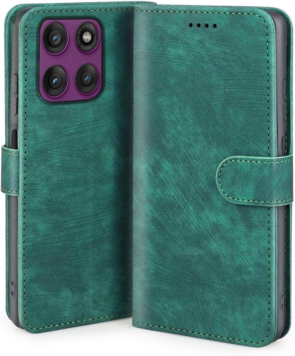 Flip Case voor Motorola Moto Edge 60 PRO, PU Leren Hoesje met Magnetisch Wallet Design, Volledige Bescherming Bumper Telefoonhoes. Groen