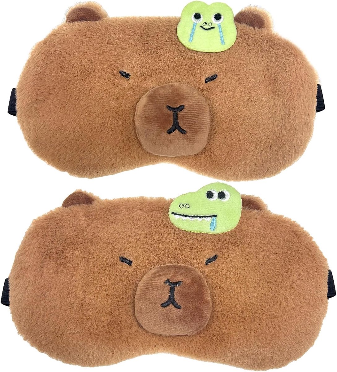 Oogmaskers voor Kinderen om te Slapen, 2 Stuks Capybara Pluche Oogmasker Zacht, Slaapmasker, Cute Capybara Sleeping Mask, voor Het Slapen, Volwassenen Kinderen Reizen Dutje