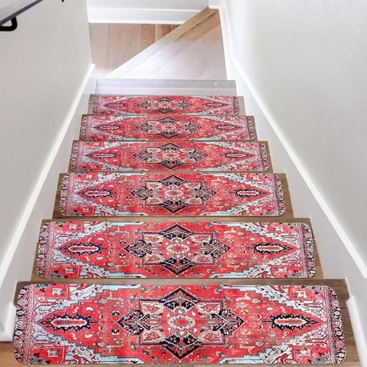 15 stuks antislip traptreden tapijt 20 x 76 cm - verwijderbaar en wasbaar - boho-stijl