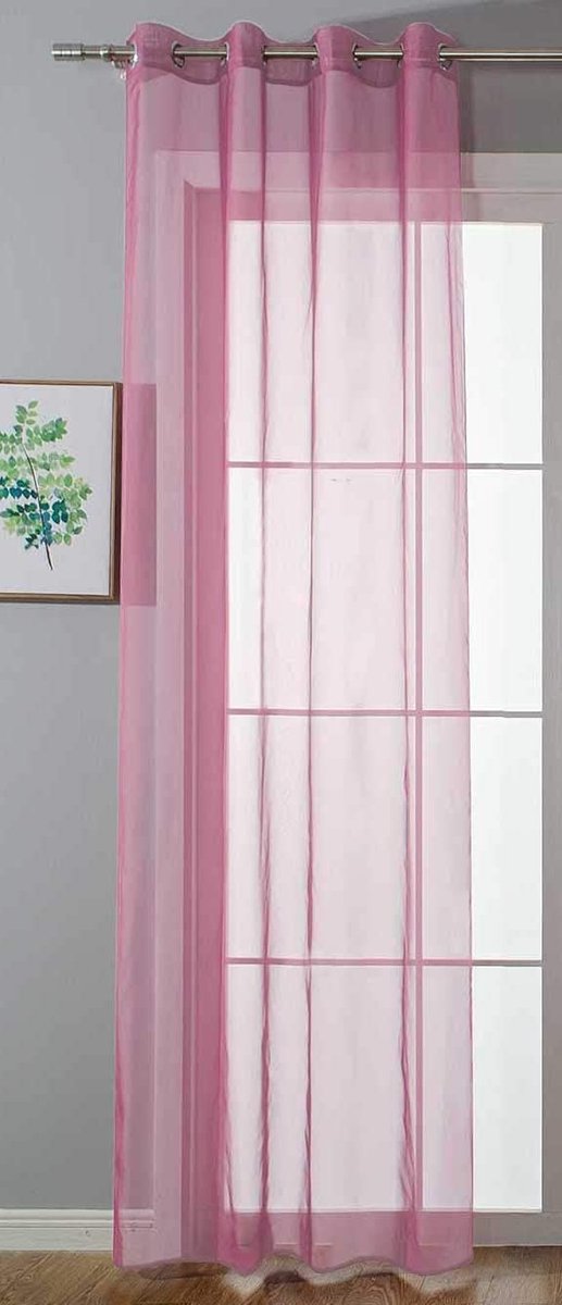Transparant »Uni« gordijn H x B 145 x 140 cm roze Stores gordijn oogjes loodbandsluiting woonkamer, 20332-cn