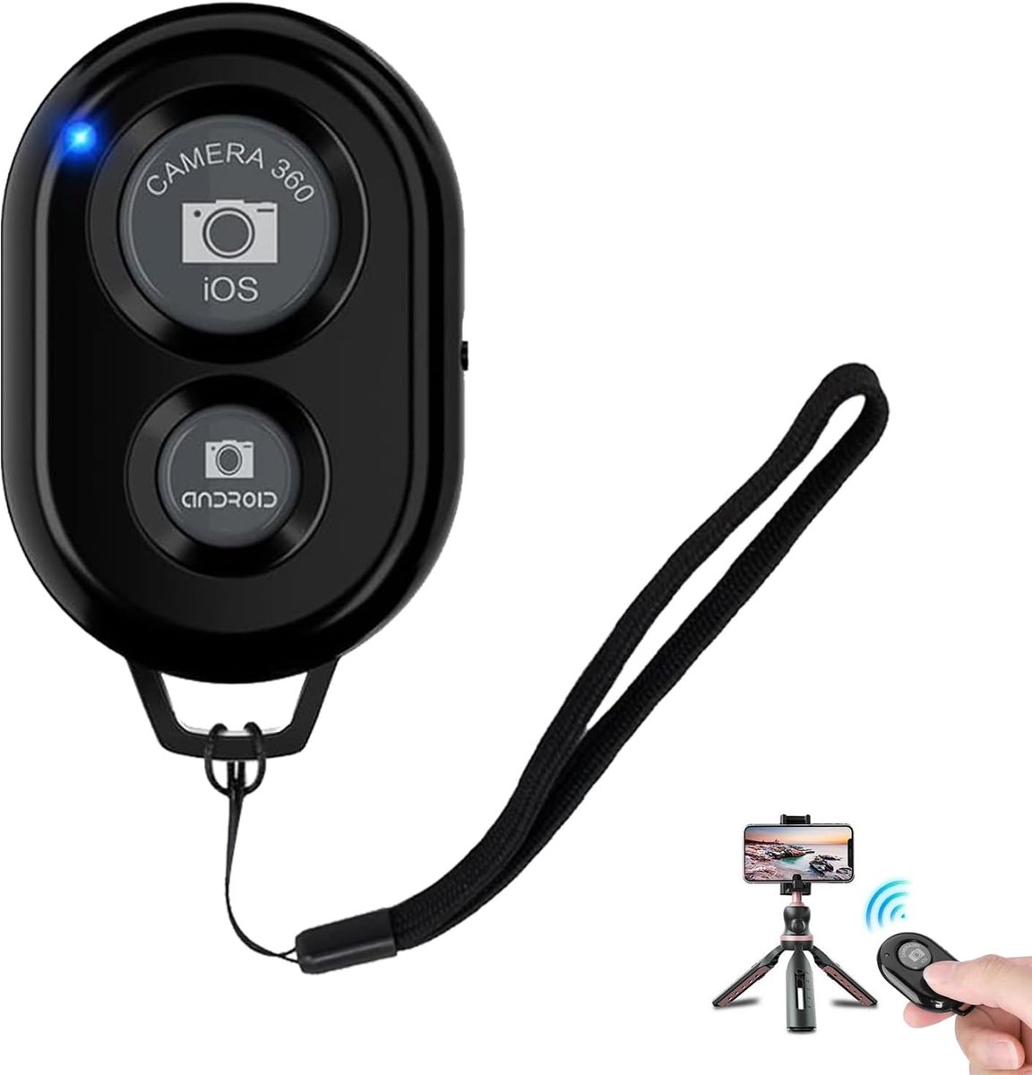 Bluetooth-selfie-afstandsbediening, universeel compatibel met iOS en Android, ideaal voor foto’s en video’s, eenvoudig te bedienen