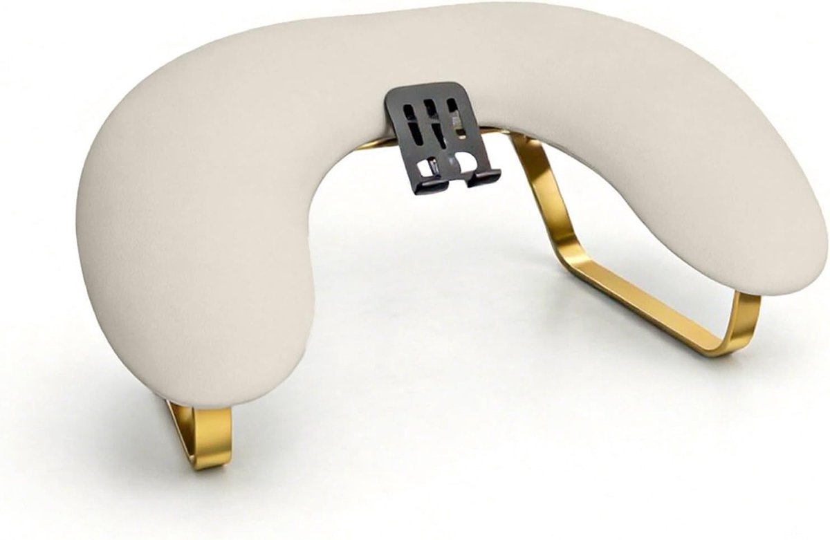 Handsteun nagelstudio: gouden boog polssteun met telefoonhouder, zachte en elastische spons polssteun manicure armsteun voor manicure salon (lichtbeige)