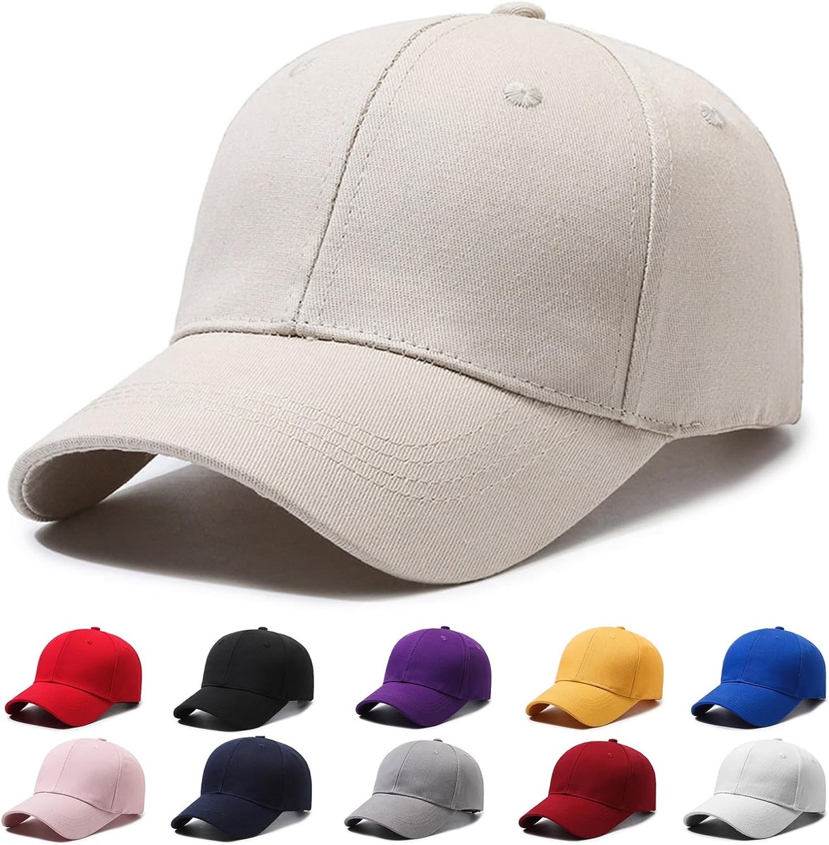 Unisex Volwassenen Verstelbare Honkbalpet 100% Katoen, One Size, Heren Pet met Vizier voor Vrouwen Mannen Vissen Tennis Hardlopen