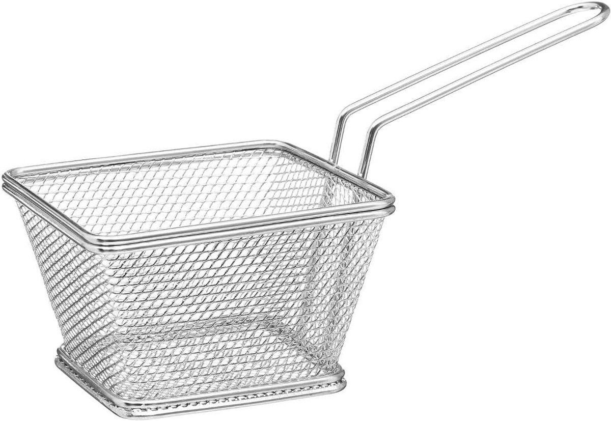 Mini-manden voor frietjes, roestvrij staal, dubbele draden