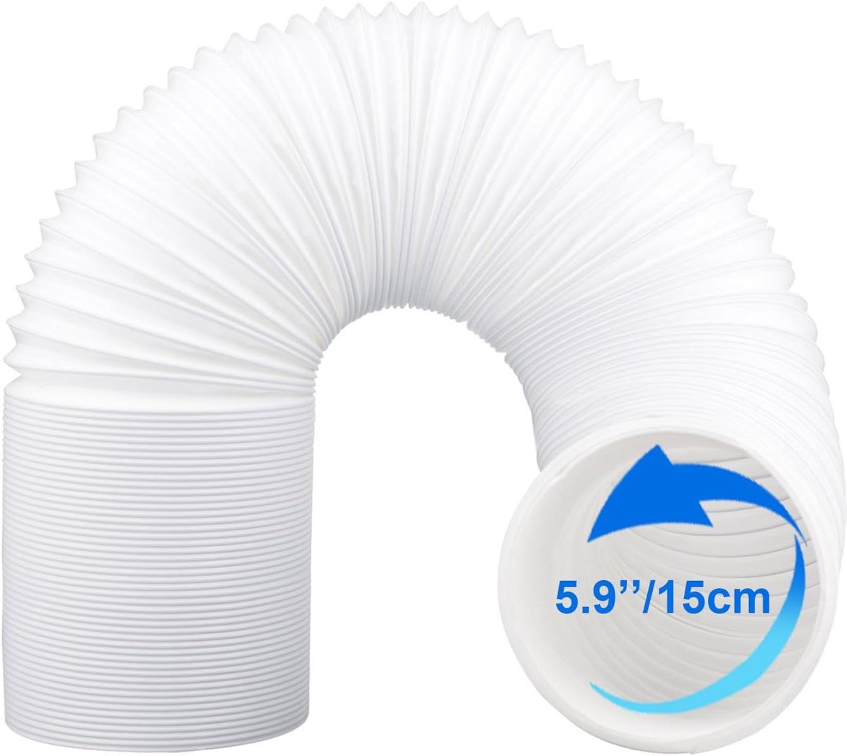 AC-uitlaatslang, 15 cm diameter, tegen de klok in draaiende AC-uitlaatslang, maximale verstelbare lengte 2m, geschikt voor Delonghi, LG en andere merken (15cm Anticlockwise Hose)