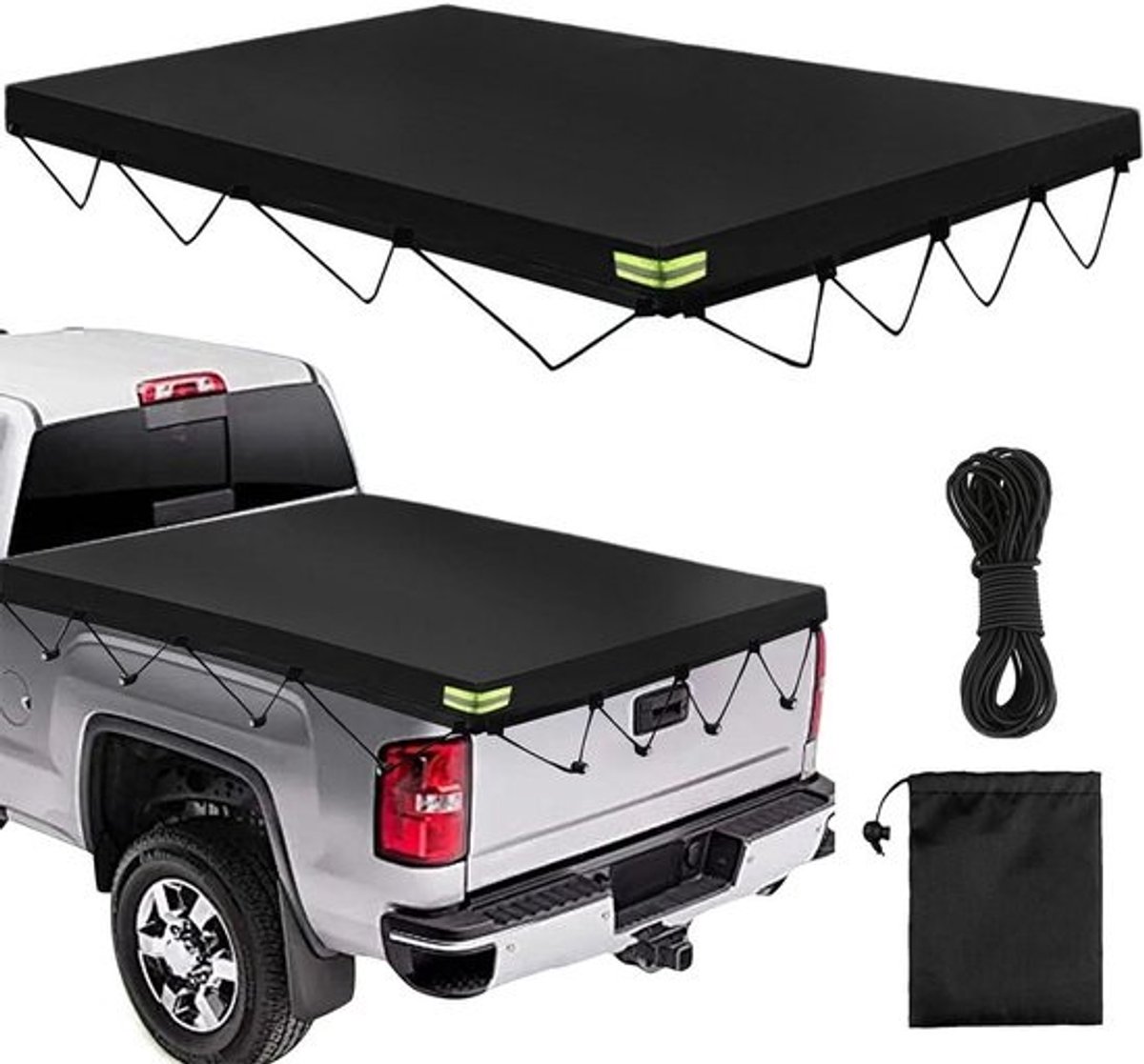 Afdekzeil voor aanhangwagens 208 x 114 x 13 cm - Versterkt 420D Oxford, Waterdicht, Winddicht, Scheurvast - Zandpreventie voor 750 kg
