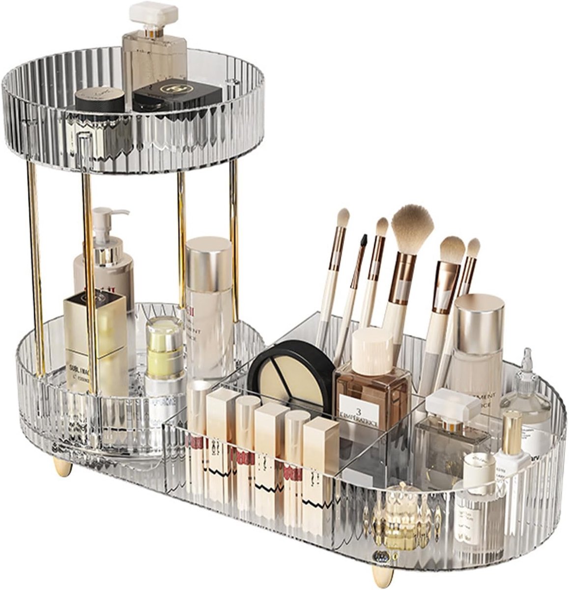 Transparante Make-up Organizer met 360° Rotatie, Multifunctionele Opbergruimte voor Badkamer en Slaapkamer, Perfect voor Make-up en Parfumopslag
