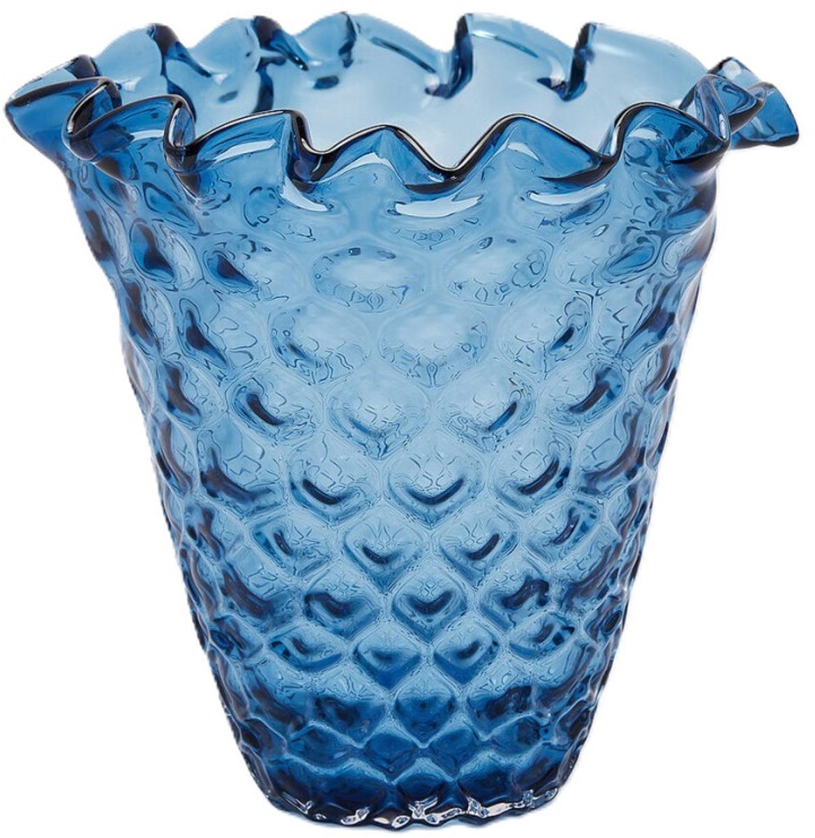 EDG - Vaas- Glas - blauw - D27 x H26 cm - Opening 18 cm
