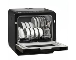 Mini Vaatwasser Zwart - Tafelmodel Vaatwasser 6 Liter - 5 Programma's - Voor Keuken & Camper - 45x44x45,8 cm