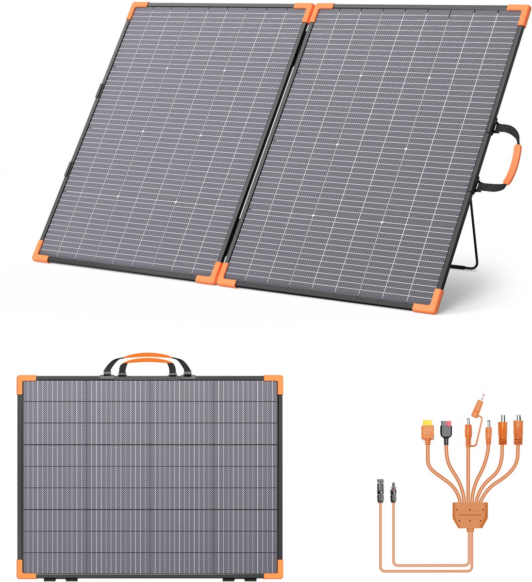 MHPOWOS Bifaciaal 220W Dubbelzijdig Opvouwbaar Zonnepaneel | IP68 Waterdicht Monokristallijn Zonnepaneel met Verstelbare Steun voor Kamperen en Camper