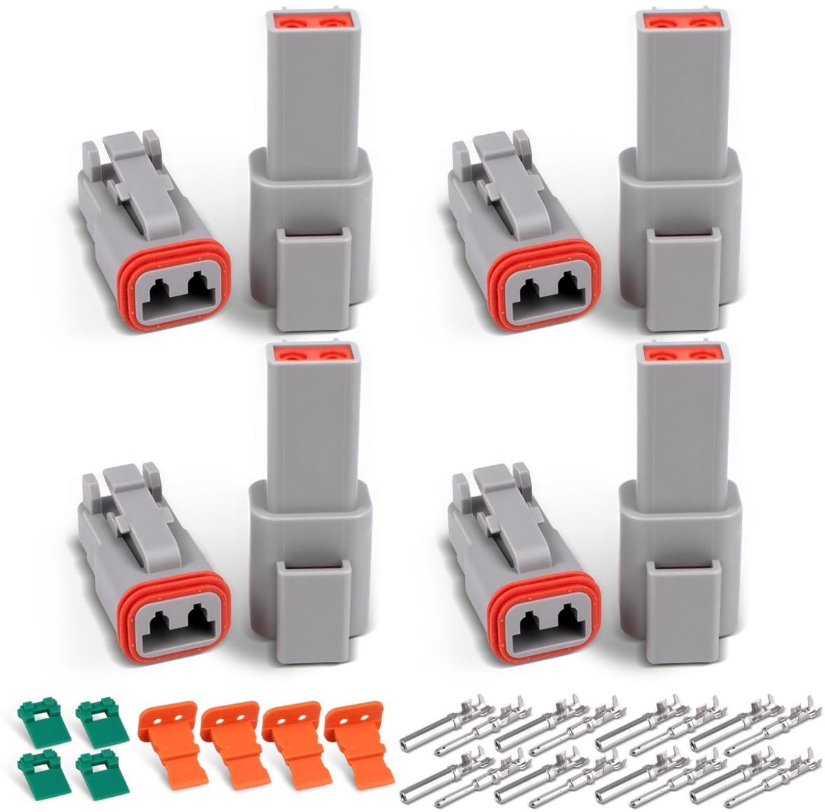 Set van 4 Waterdichte Elektrische Stekkers voor Auto - 2-Pins Verbinding voor 22-16AWG Draad, Betrouwbare Bescherming en Duurzaamheid