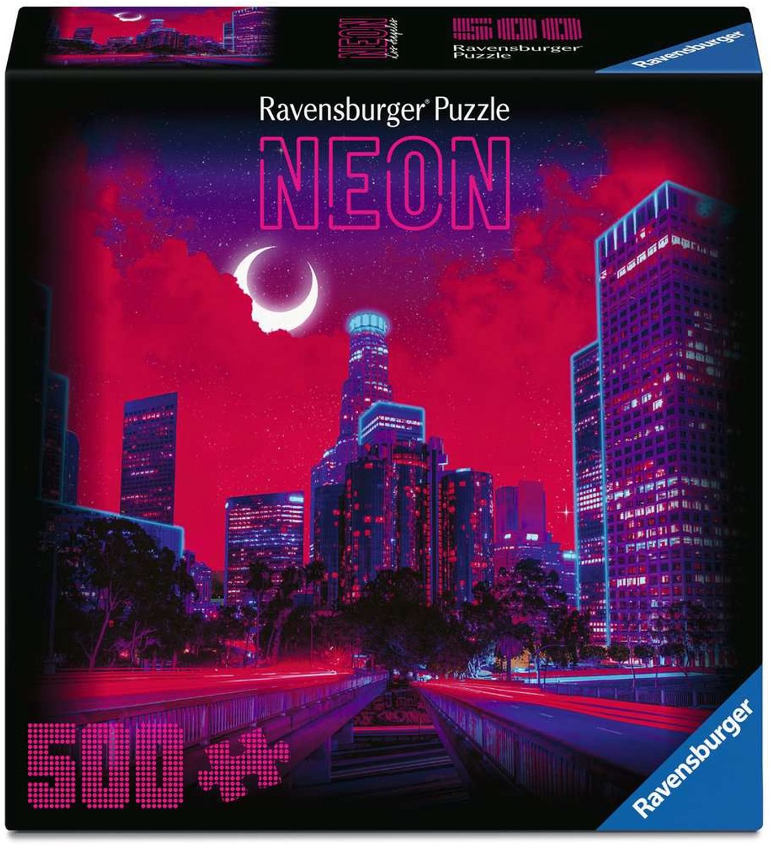 Ravensburger Neon Los Angeles Puzzel 500 Stukjes | Moderne Stadsgezicht Legpuzzel | Neon Collection