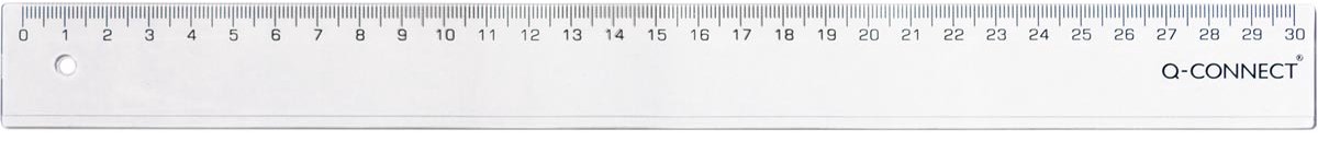 Q-CONNECT meetlat, transparant polystereen, 30 cm, PAK VAN 20