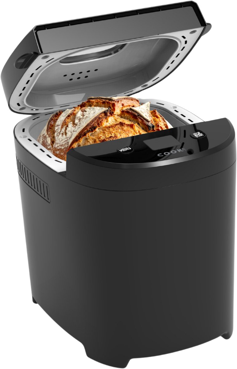 COOK-IT Broodbakmachine – 550W – 12 Programma’s – Glutenvrij – Warmhoudfunctie – Kijkvenster – Broodmachine – Zwart